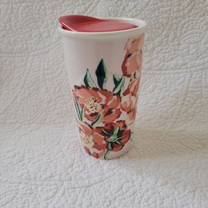 Starbucks Red Flower Ceramic To Go Mug